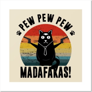 Cat Pew Pew Pew Madafakas Crazy Vintage Funny Posters and Art